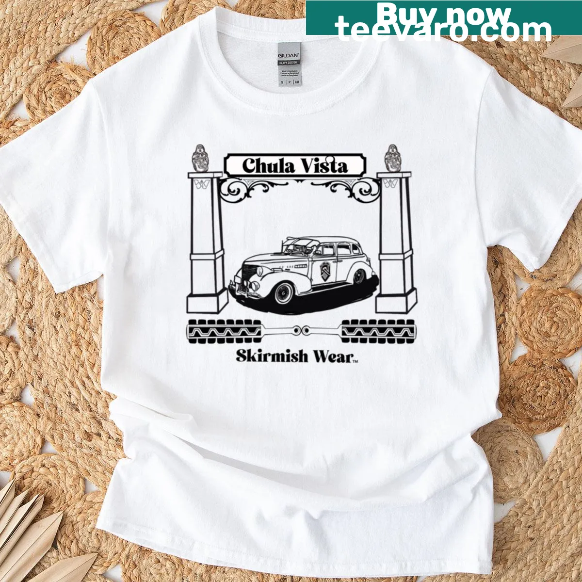 Illustration of Quetzalcoatl with cultural symbols for Chicano pride — on a men's t-shirt