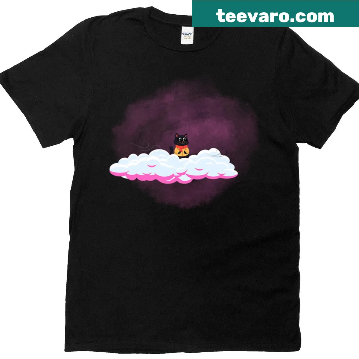 Illustration of a cute cat on Cloudycatart T-shirt — on a men's t-shirt