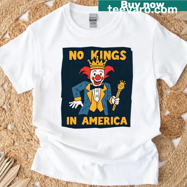 Illustration of a clown king with patriotic elements on a t-shirt