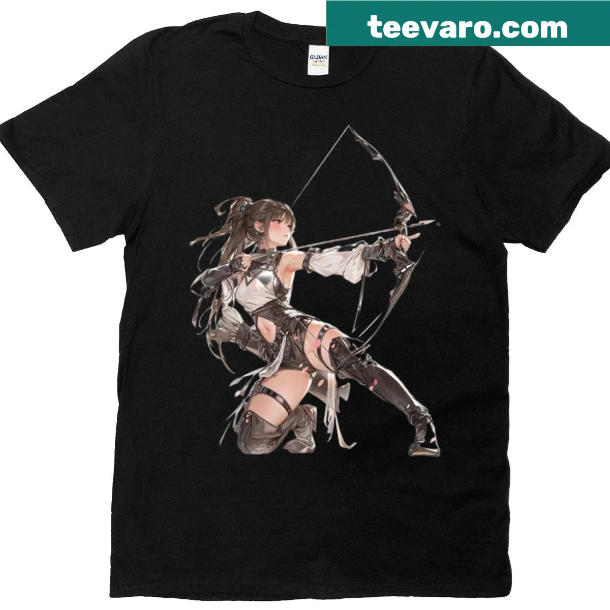 Anime girl archer illustration on a t-shirt — on a men's t-shirt