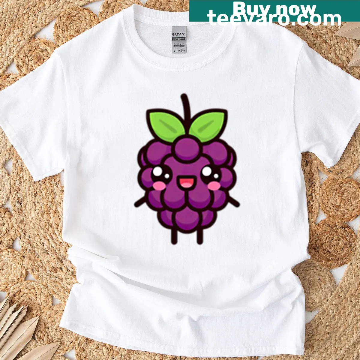 Kawaii cartoon blackberry character on a T-shirt — on a men's t-shirt