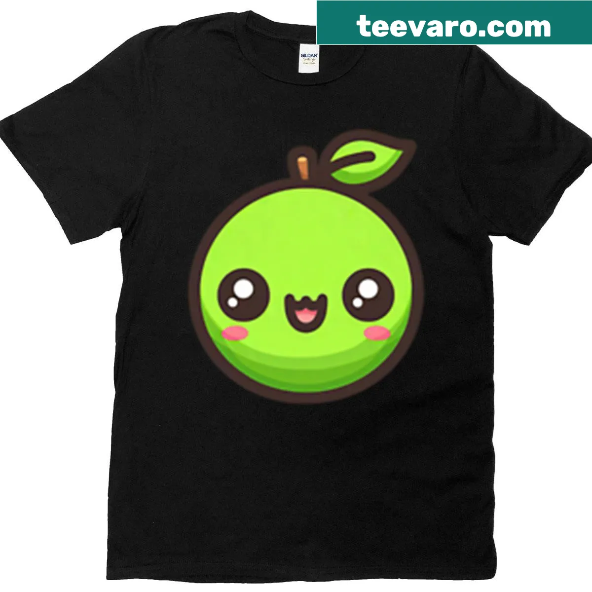 Cartoon lime character with a cute face on a t-shirt. — on a men's t-shirt