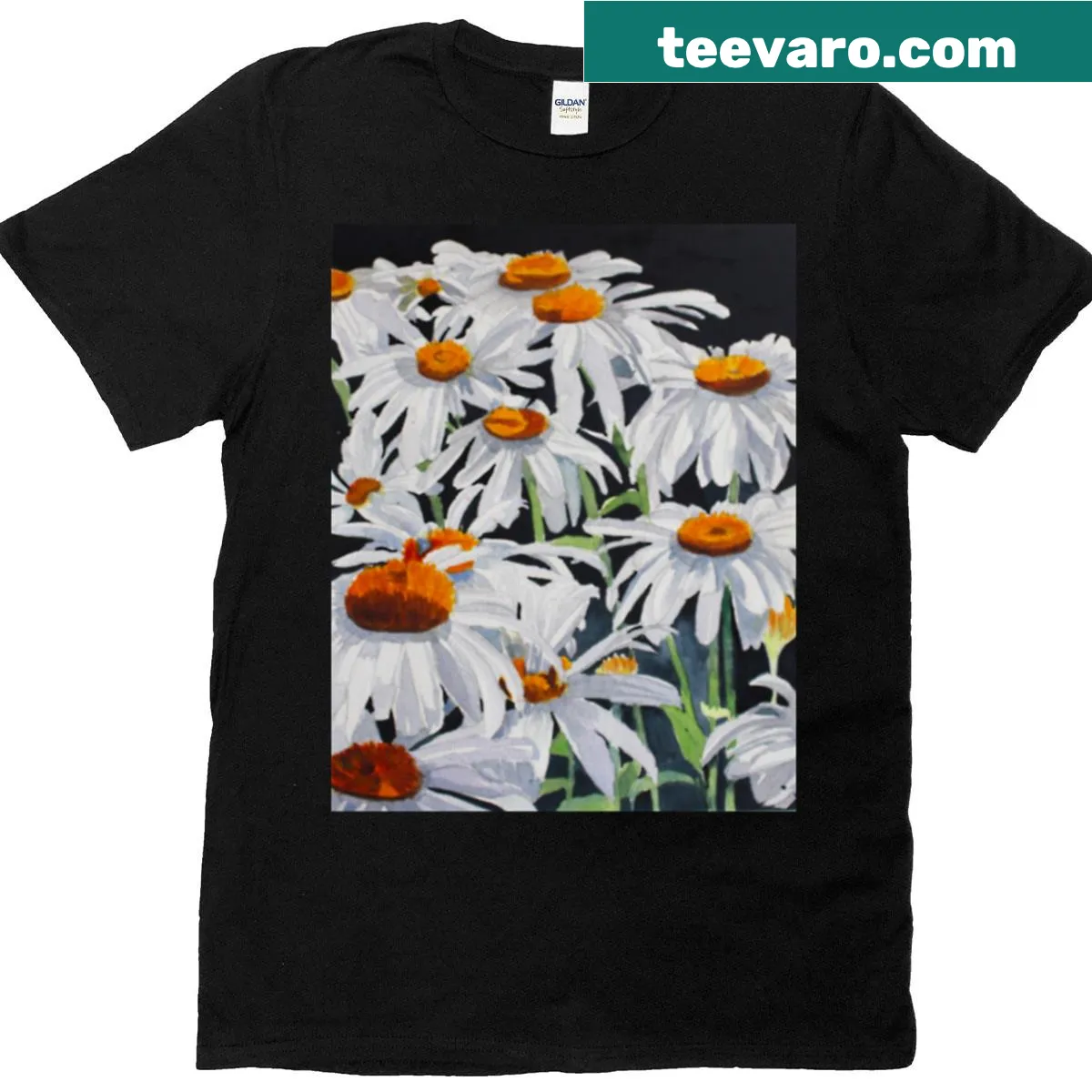 Daisy graphic design on a contrast background — on a men's t-shirt