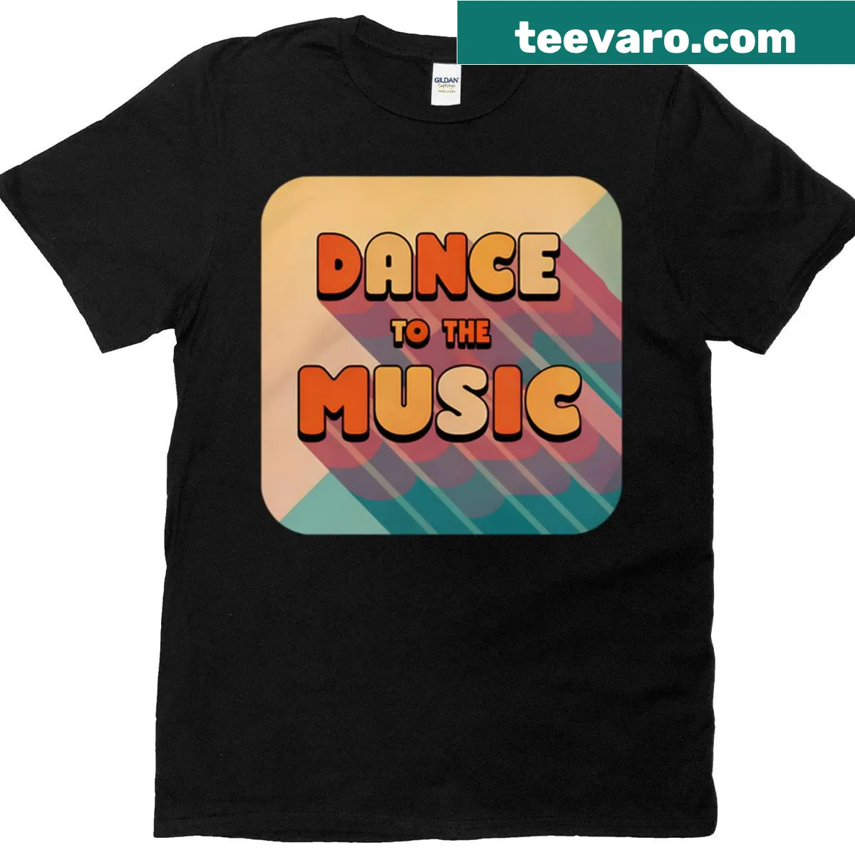 Retro design with the phrase 'Dance To The Music' — on a men's t-shirt