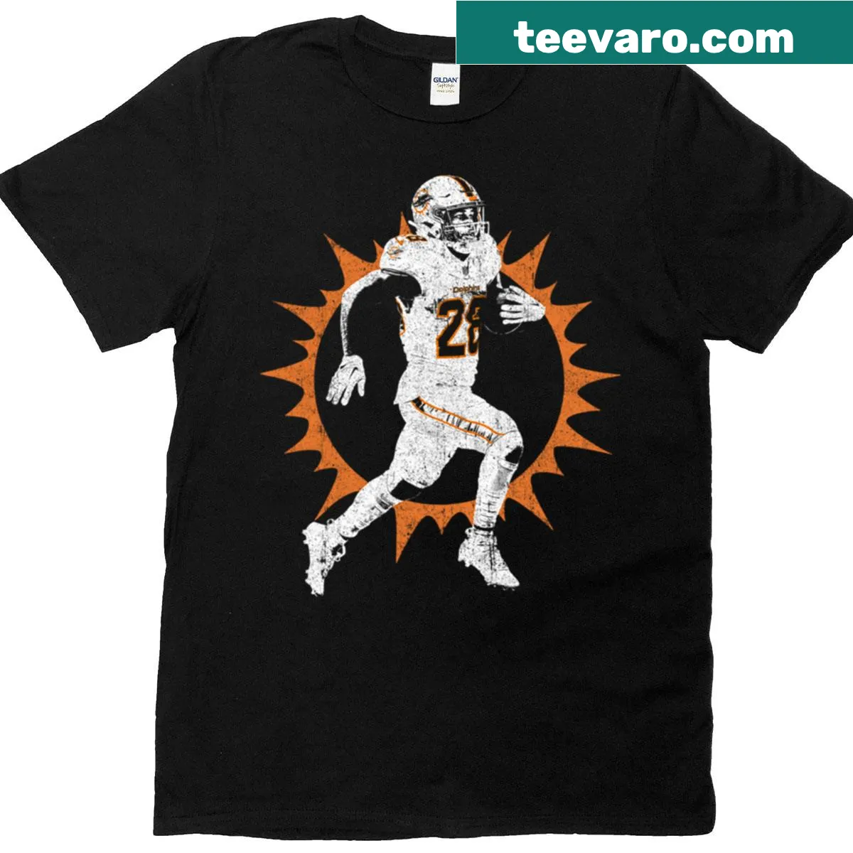 Sport-themed T-shirt honoring athlete Devon Achane. — on a men's t-shirt