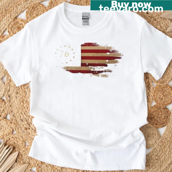 Distressed Betsy Ross 1776 Flag T-shirt featuring vintage design