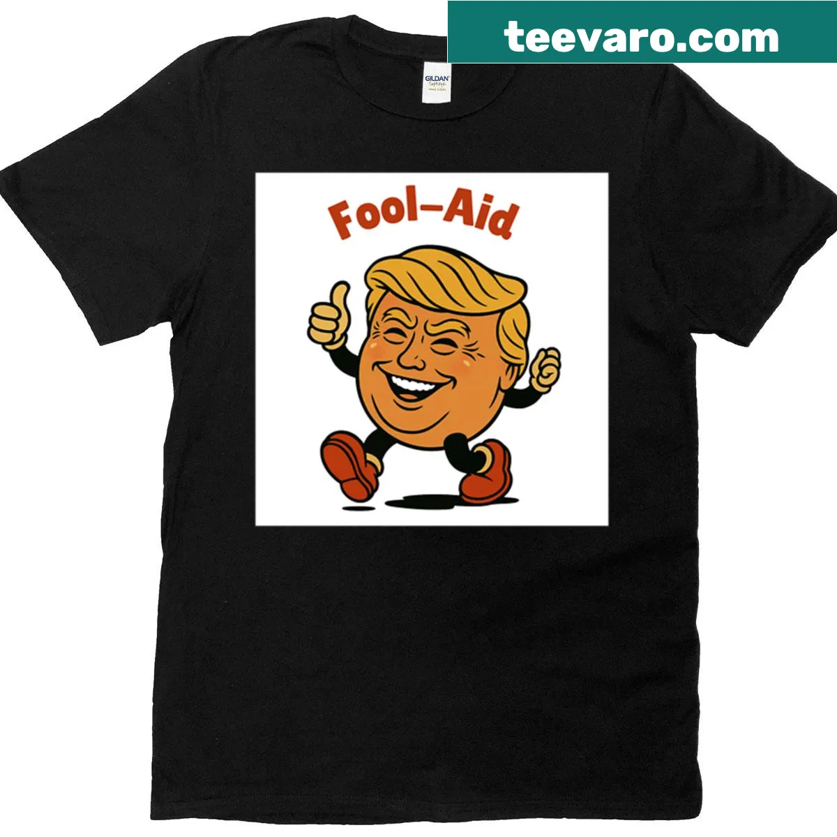 Donald Trump Fool-aid T-shirt with humorous graphic text — on a men's t-shirt