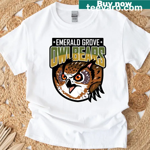 Vintage-distressed design featuring whimsical owlbears