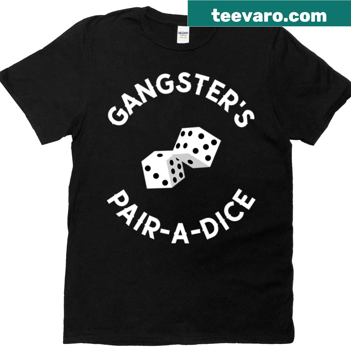 Playful sports betting themed shirt with gangster design — on a men's t-shirt
