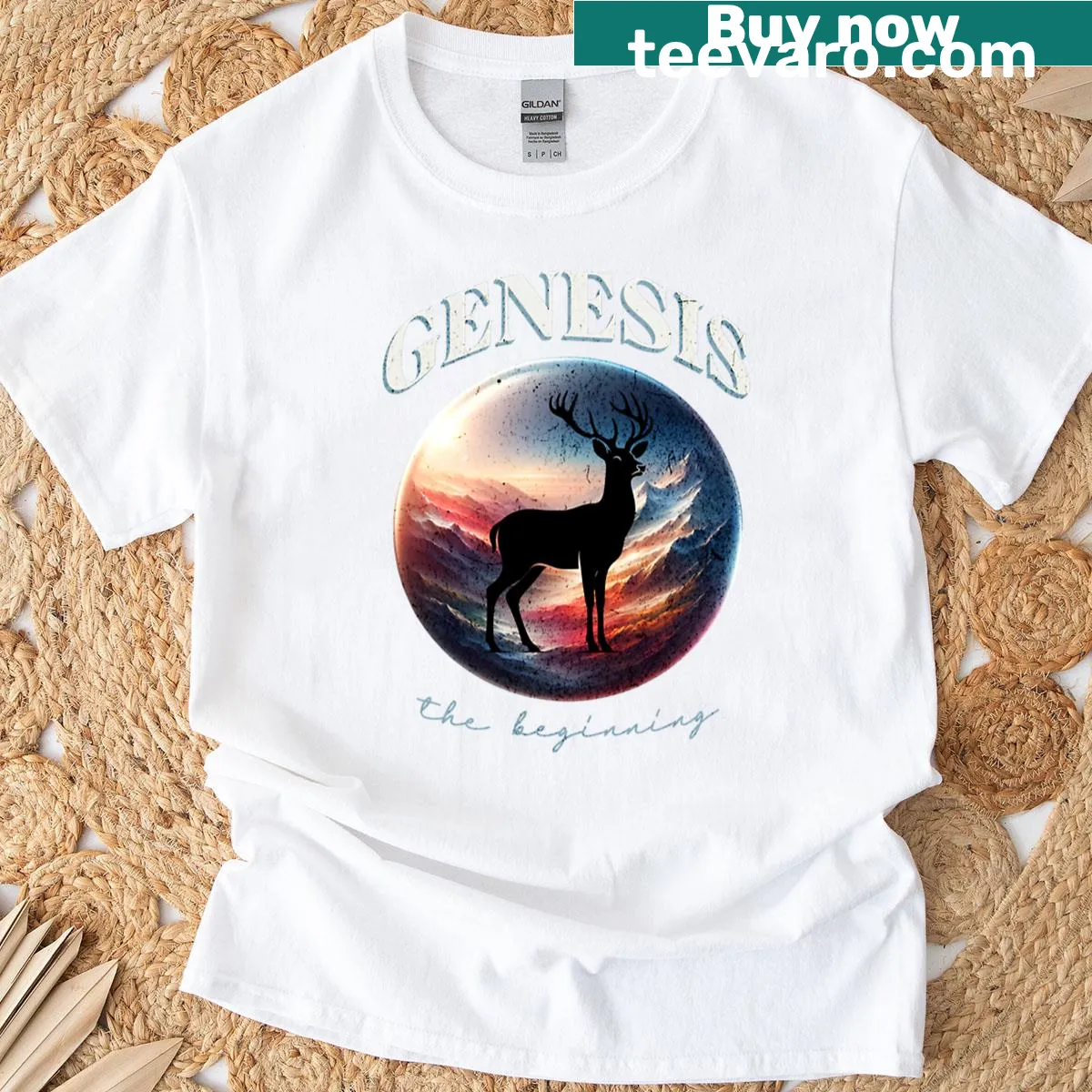 Elegant deer silhouette graphic on a nature-themed T-shirt — on a men's t-shirt