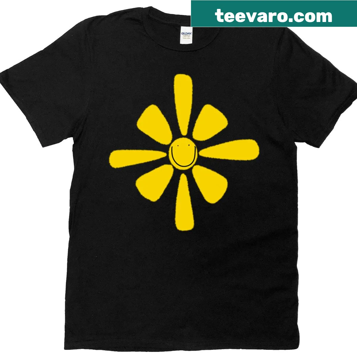 Smiling sun graphic on a cheerful t-shirt — on a men's t-shirt