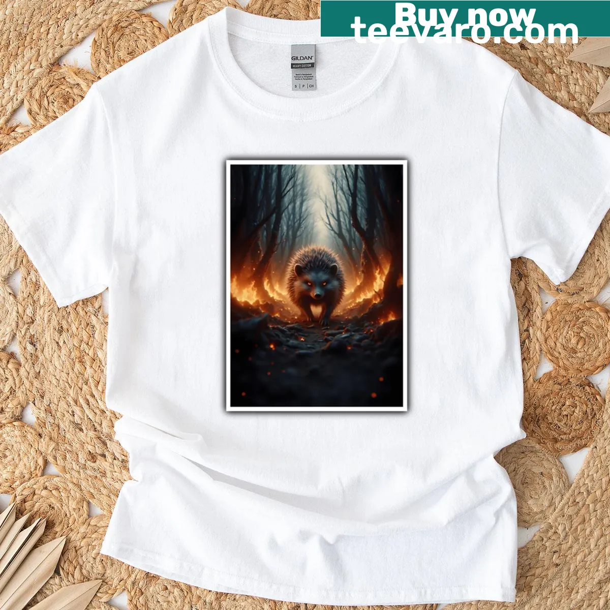 Playful hedgehog t-shirt with a cartoonish design — on a men's t-shirt