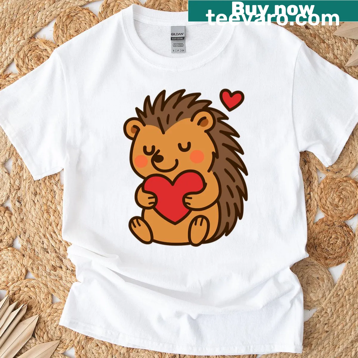 Cute cartoon hedgehog design on a t-shirt — on a men's t-shirt