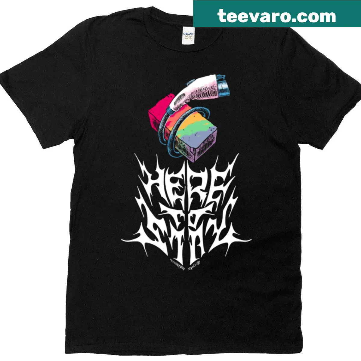 Pride flag design on a T-shirt promoting inclusivity — on a men's t-shirt