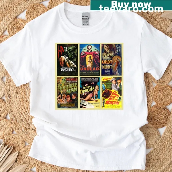 Vintage-style horror movie graphic on a distressed t-shirt