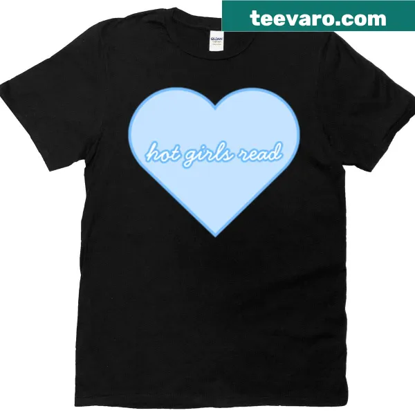Playful 'Hot Girls Read' t-shirt in blue