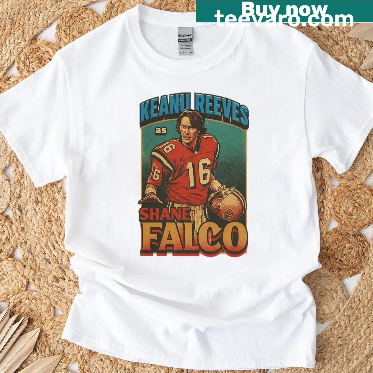 Vintage T-shirt featuring Keanu Reeves as Shane Falco from The Replacements. — on a men's t-shirt
