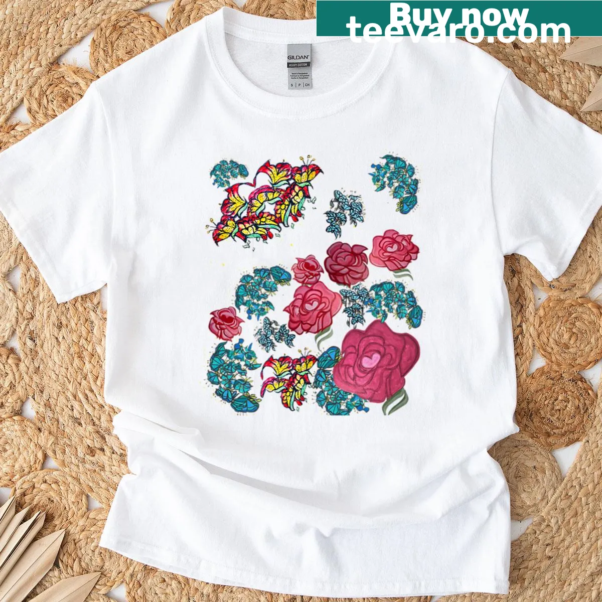 Floral fusion design celebrating Bohdans Garden Matriarchs — on a men's t-shirt