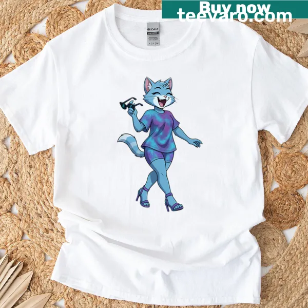 Cat wearing a geode design T-shirt
