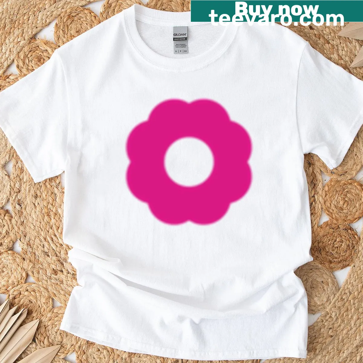 T-shirt featuring delicate floral illustration in a pink design — on a men's t-shirt
