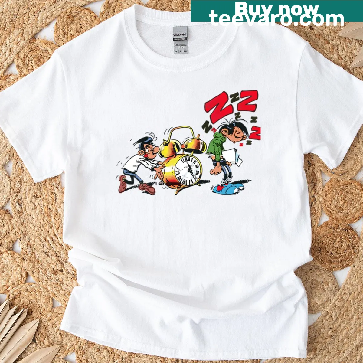 Vintage-style T-shirt with cartoon characters and funny movie graphics — on a men's t-shirt