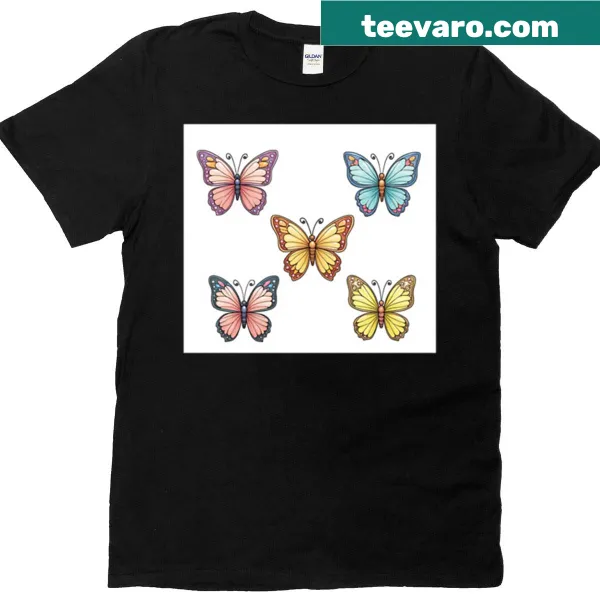 T-shirt featuring a whimsical butterfly graphic