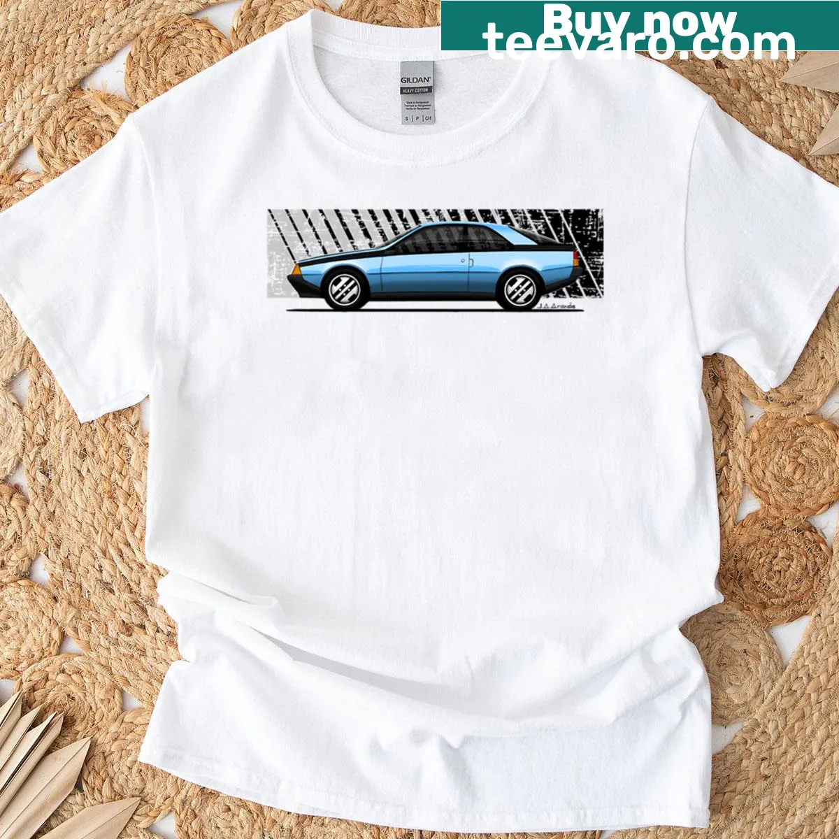 Artistic T-shirt featuring a drawing of blue fire — on a men's t-shirt