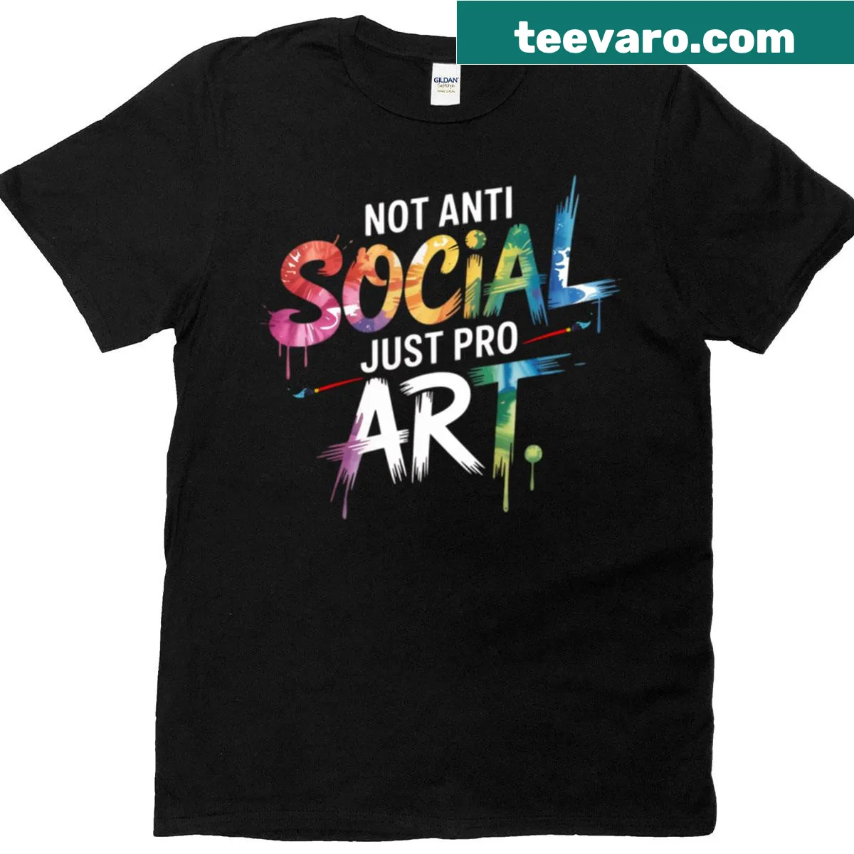 Playful T-shirt with the phrase 'Not Anti Social Just Pro Art Teacher' — on a men's t-shirt