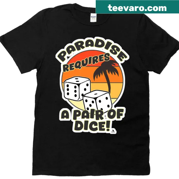 Funny boardgame t-shirt featuring an illustration of a pair of dice