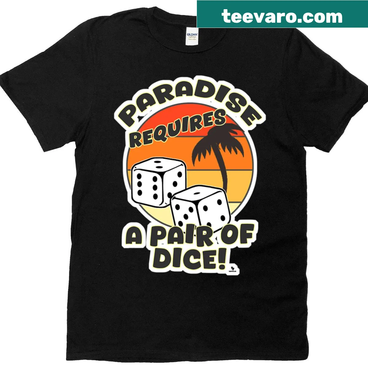 Funny boardgame t-shirt featuring an illustration of a pair of dice — on a men's t-shirt