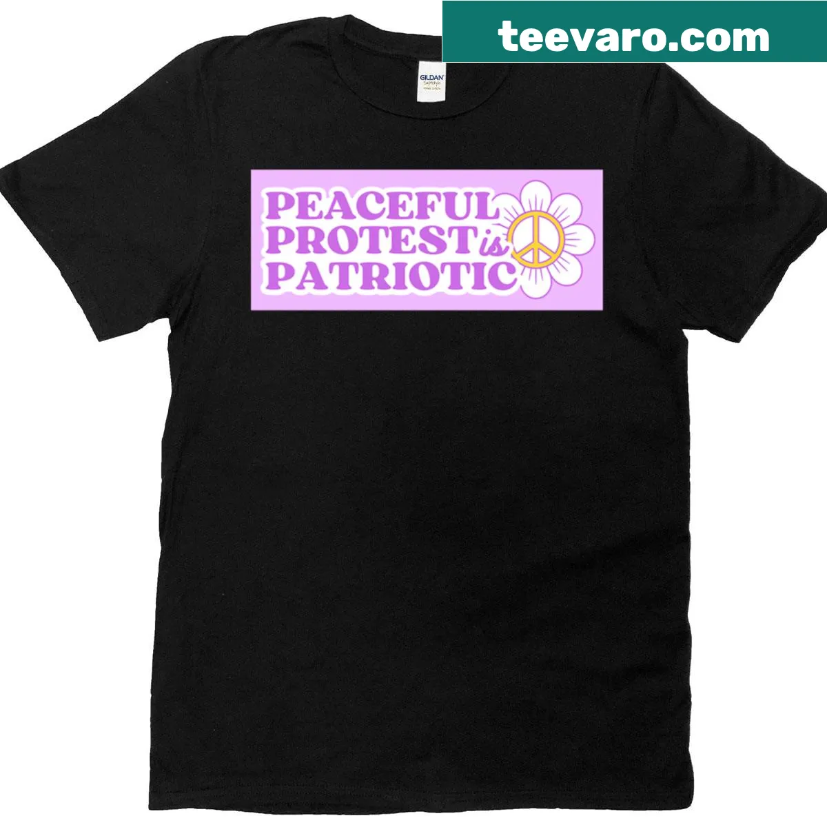 Inspirational T-shirt with the phrase 'Peaceful Protest Is Patriotic' — on a men's t-shirt