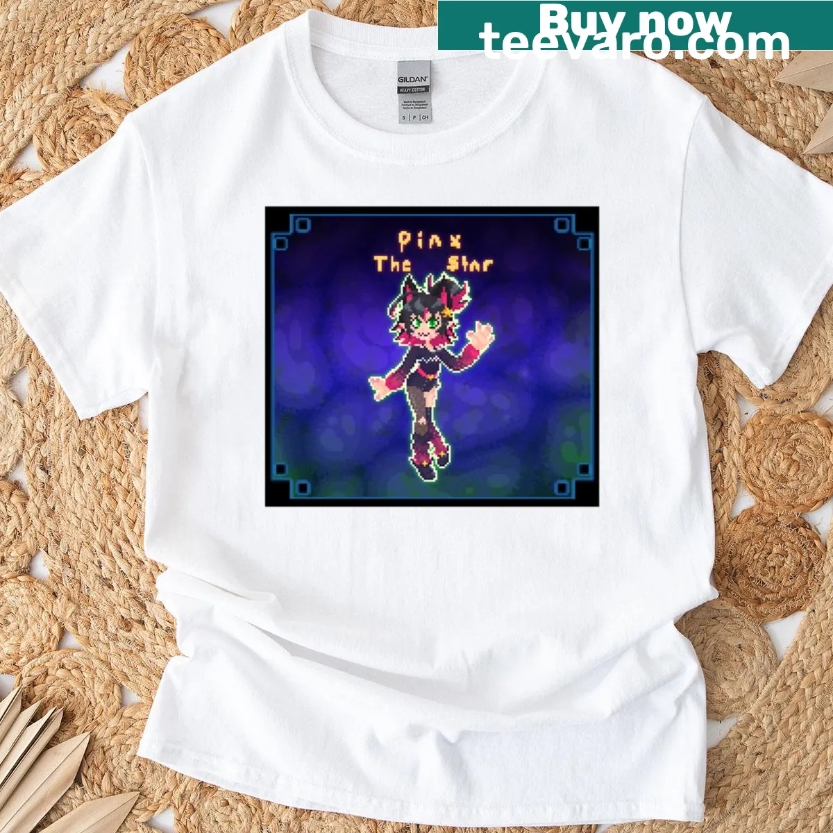Illustration of a star character on a t-shirt — on a men's t-shirt