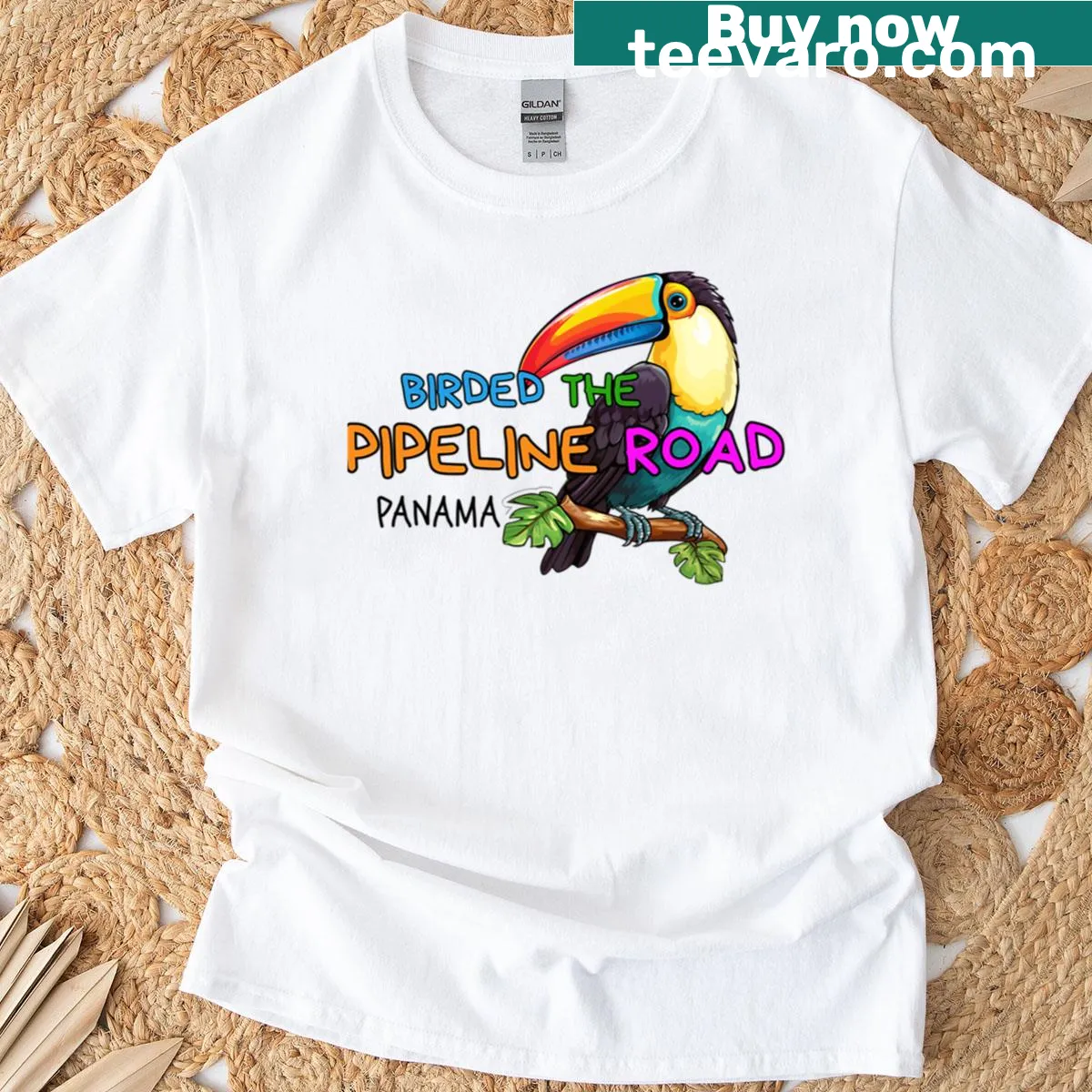 Birding trail design T-shirt inspired by Panama's Pipeline Road — on a men's t-shirt