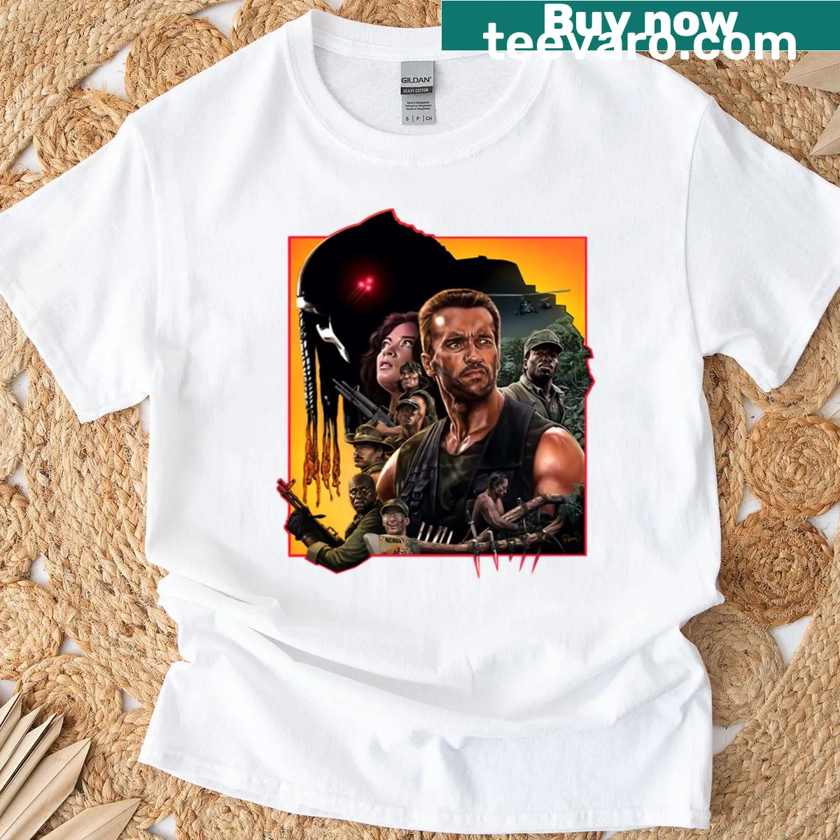 T-shirt featuring striking predator artwork without text. — on a men's t-shirt