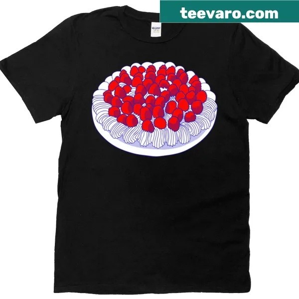 Raspberry Tart T-shirt with an illustrated dessert design