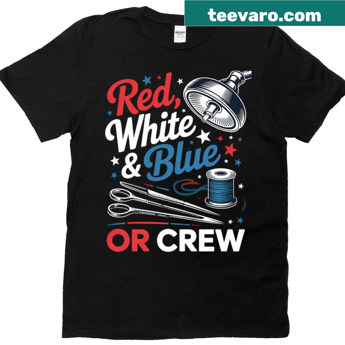 Patriotic T-shirt celebrating Red, White, and Blue — on a men's t-shirt