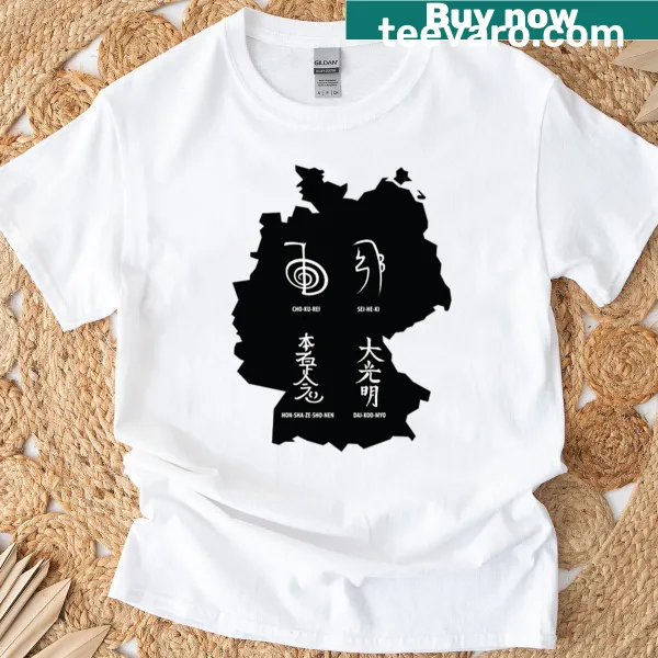 T-shirt featuring an illustration of Germany's Reiki energy map