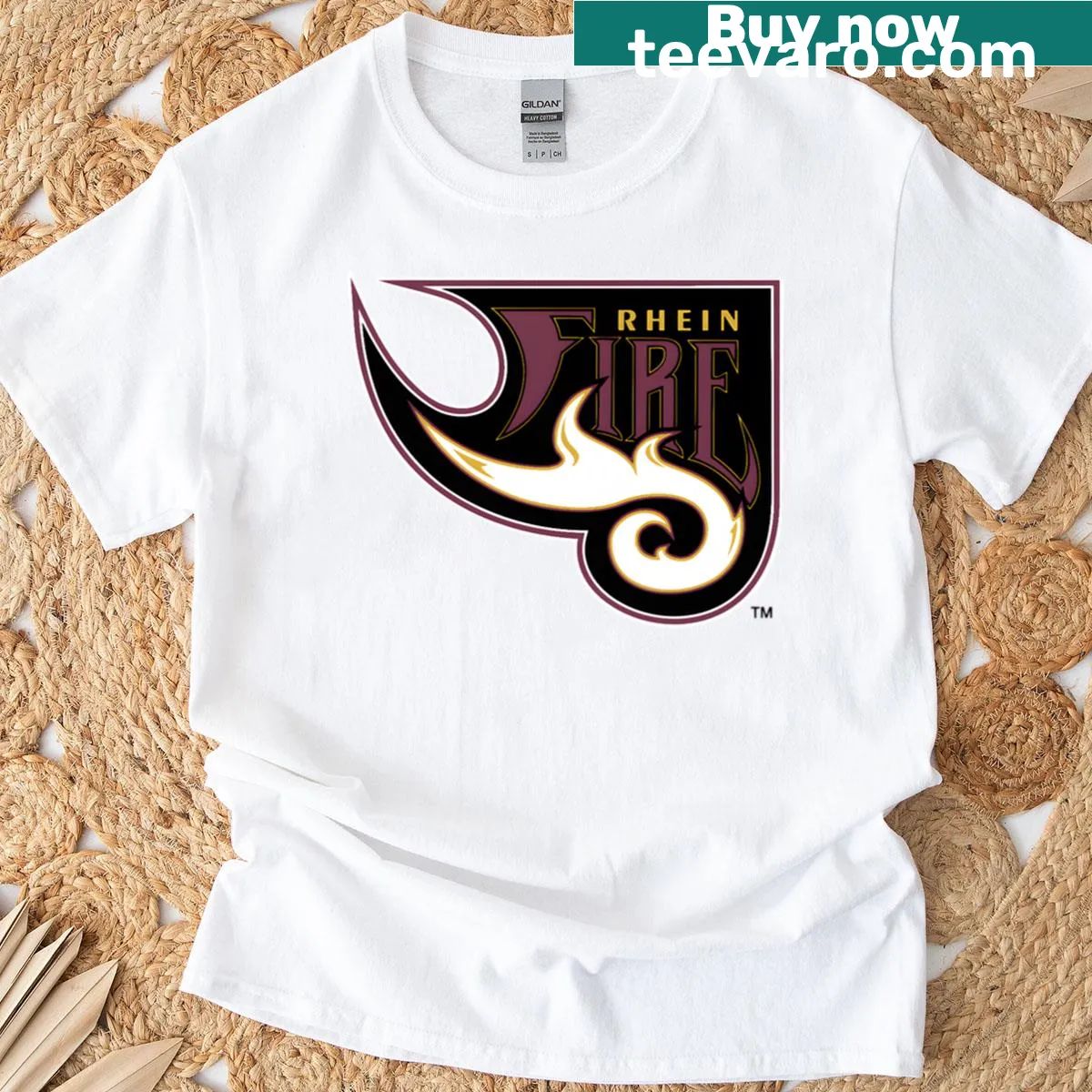 Vintage logo T-shirt for Rhein Fire football team — on a men's t-shirt