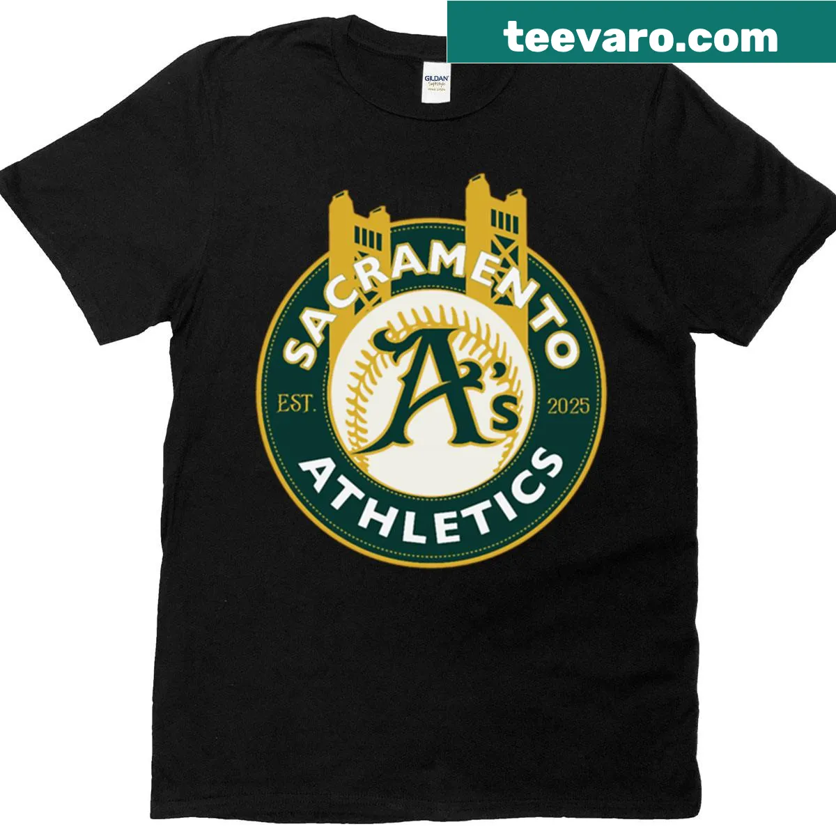 Sacramento Athletics graphic T-shirt for students — on a men's t-shirt