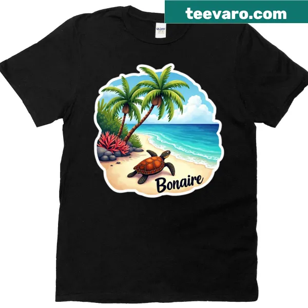 Illustrative sea turtle graphic T-shirt inspired by Bonaire