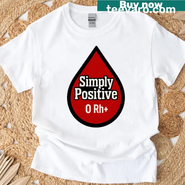 Vintage-style T-shirt featuring O Rh blood group graphic