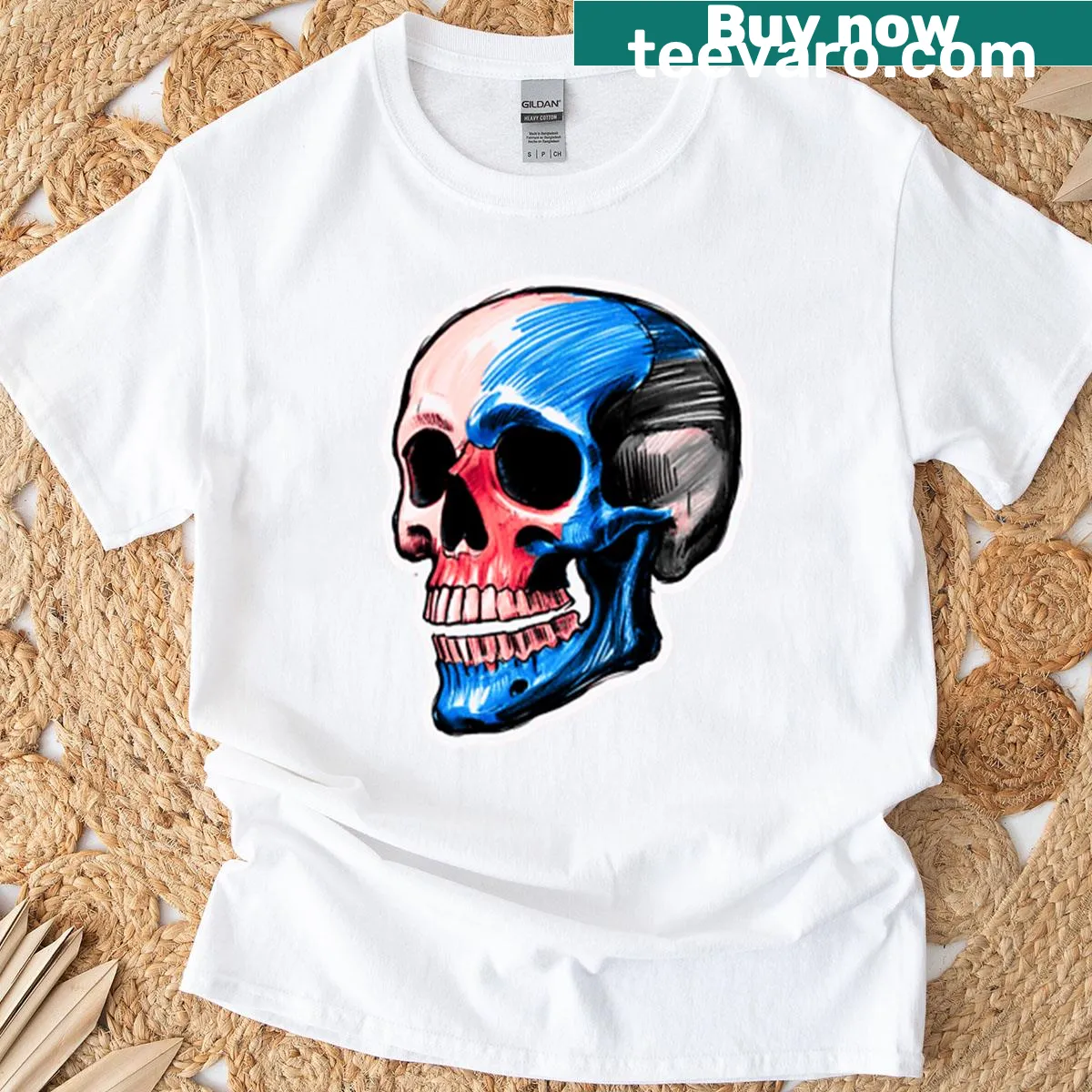 T-shirt with a bold posterized skull design. — on a men's t-shirt