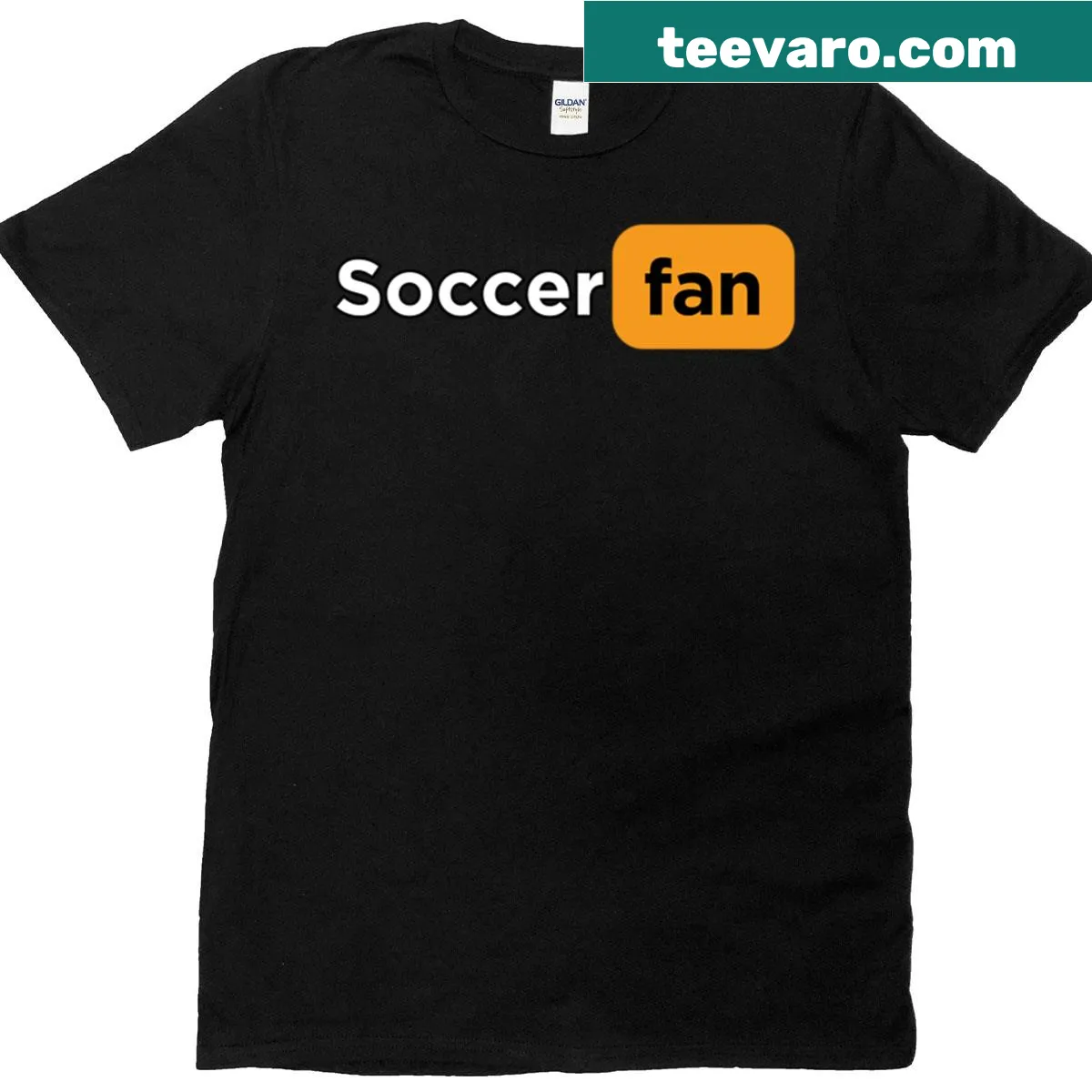 Soccer themed sports fan t-shirt with playful graphic — on a men's t-shirt