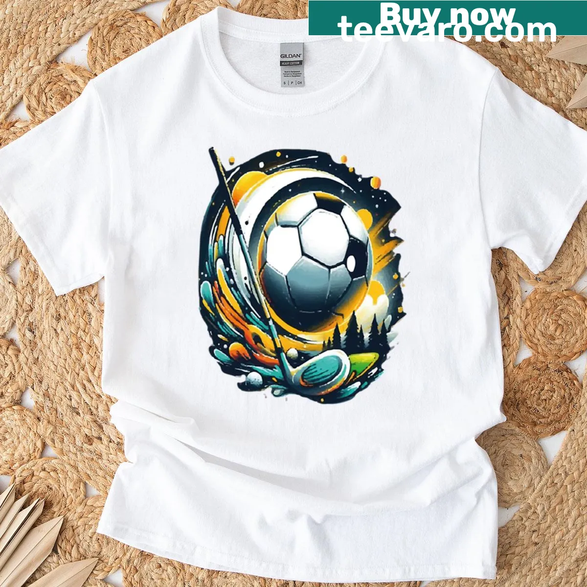 Playful Sports Radio t-shirt with energetic design — on a men's t-shirt