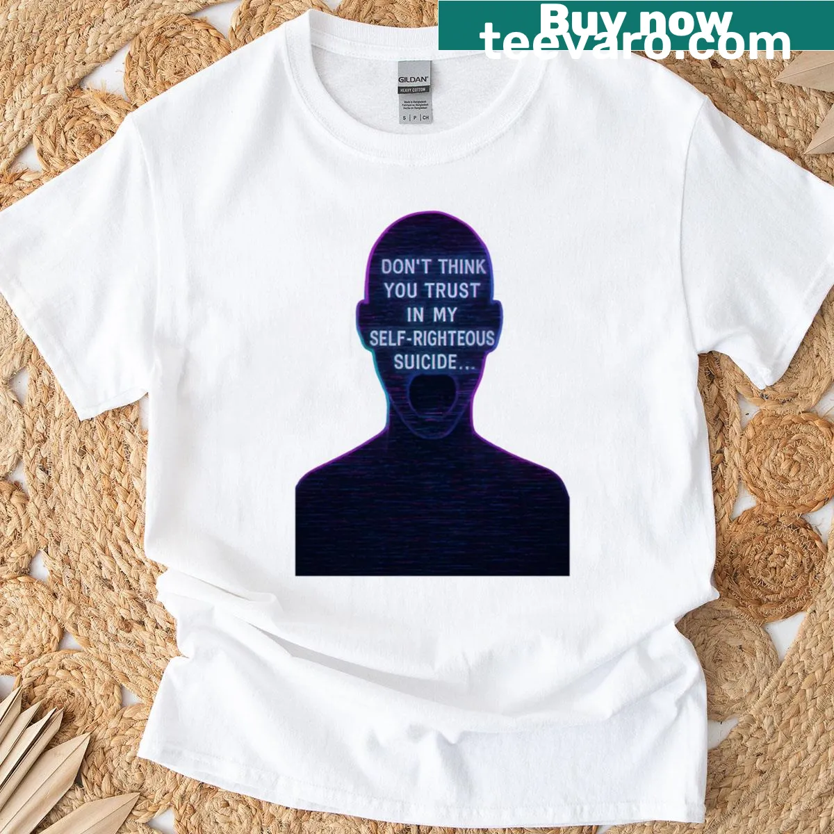 Minimalist Static Soul t-shirt with abstract typography — on a men's t-shirt