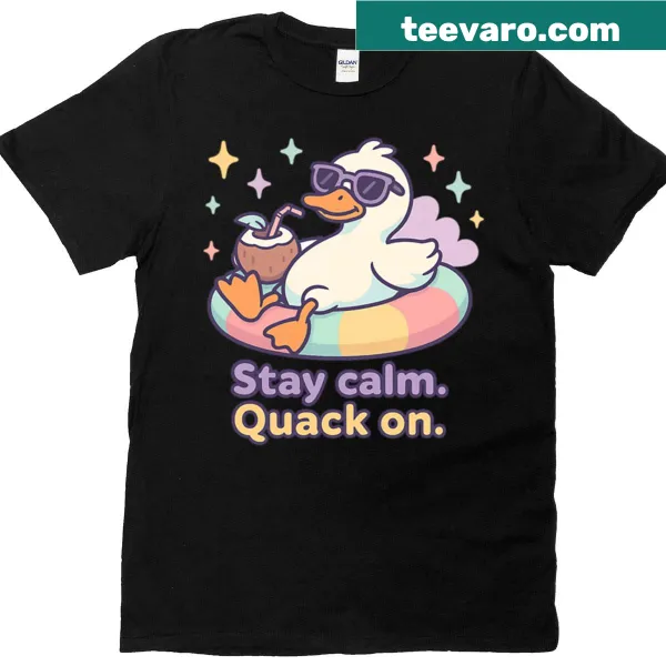 Cartoon duck design with positive slogan on a T-shirt