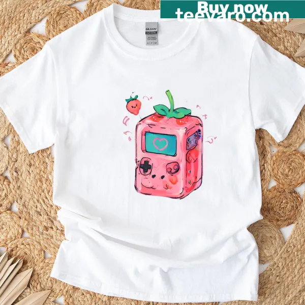 Strawberry juice graphic t-shirt with playful design