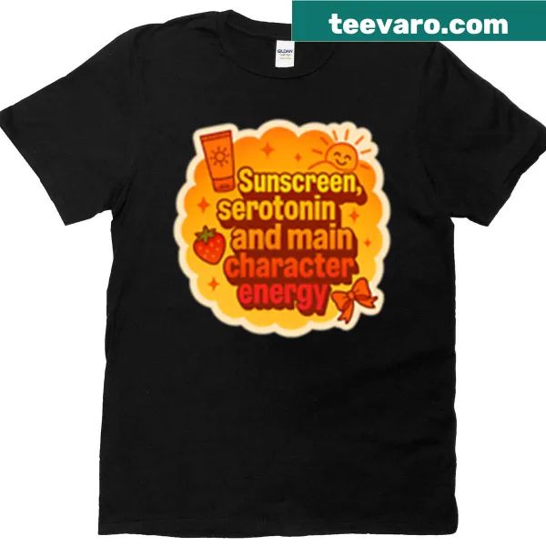 Typography design with 'Sunscreen Serotonin' on a T-shirt