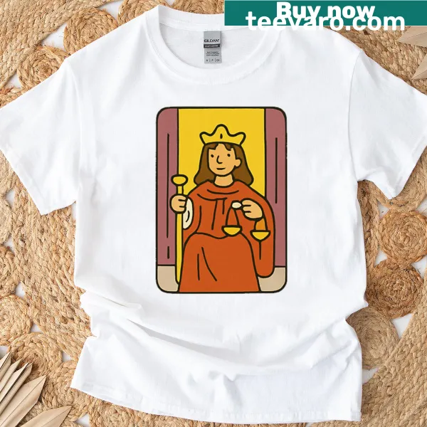 Illustration of the 'Justice' tarot card on a T-shirt
