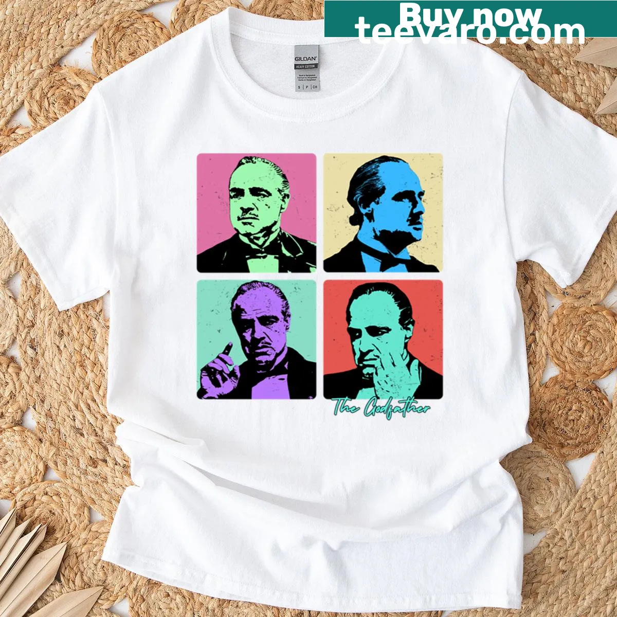 Retro pop art t-shirt inspired by The Godfather movie — on a men's t-shirt